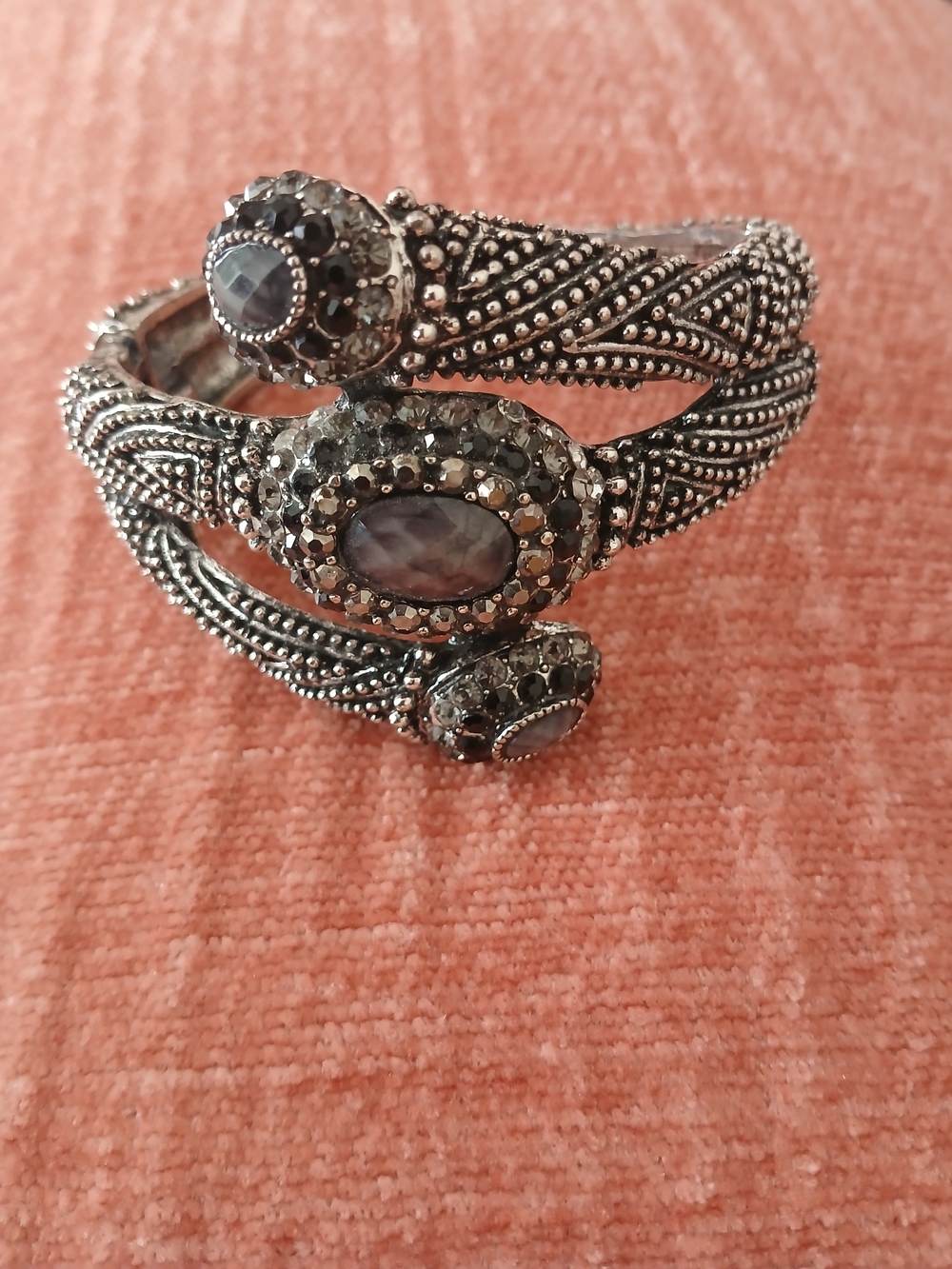 Silver-Tone Stone Wrap Cuff Bracelet - Silver